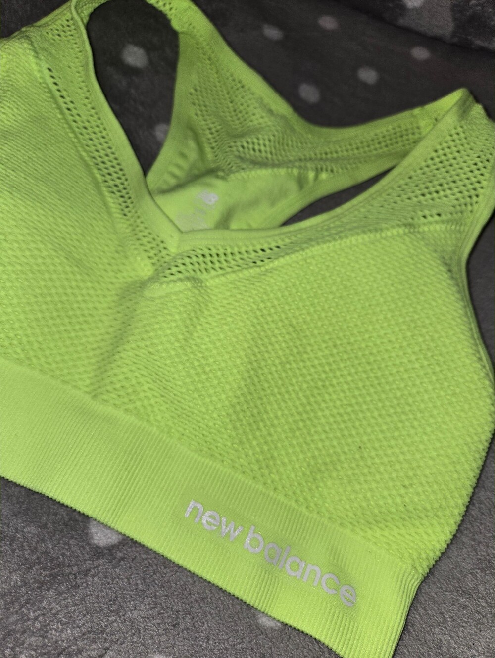New Balance Neon Yellow Mesh Racerback Sports Bra